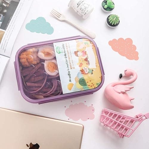 MISS BIG Lunch Box Kids, Leak Proof Lunch Containers, Mom’s Choice No BPAs and No Chemical Dyes Bento Box for Kids,Microwave and Dishwasher Safe Lunch Box (Purple M) thumbnail 9