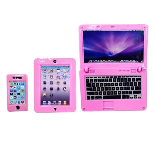 3 Pack Dollhouse Mini Laptop Tablet and Smart Phone Scene Computer Simulation Accessories for Doll 1/6 1/12 Miniatures Silver thumbnail 4