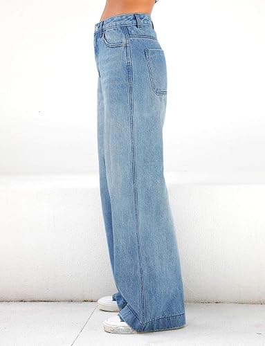 EMMIOL Women's 2026 Wide Leg Jeans Distress Mid Waist Denim Pants Vintage Y2K Trousers thumbnail 3