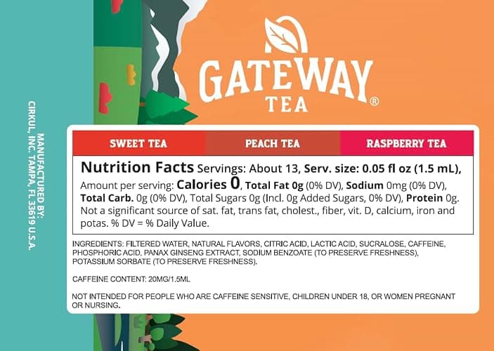 Cirkul Gateway Tea Caffeine Flavor Water Variety Pack, Makes 36 Drinks, No Sugar, Zero Calorie Drink Mix, (2 Sweet, 2 Peach, 2 Raspberry) thumbnail 2