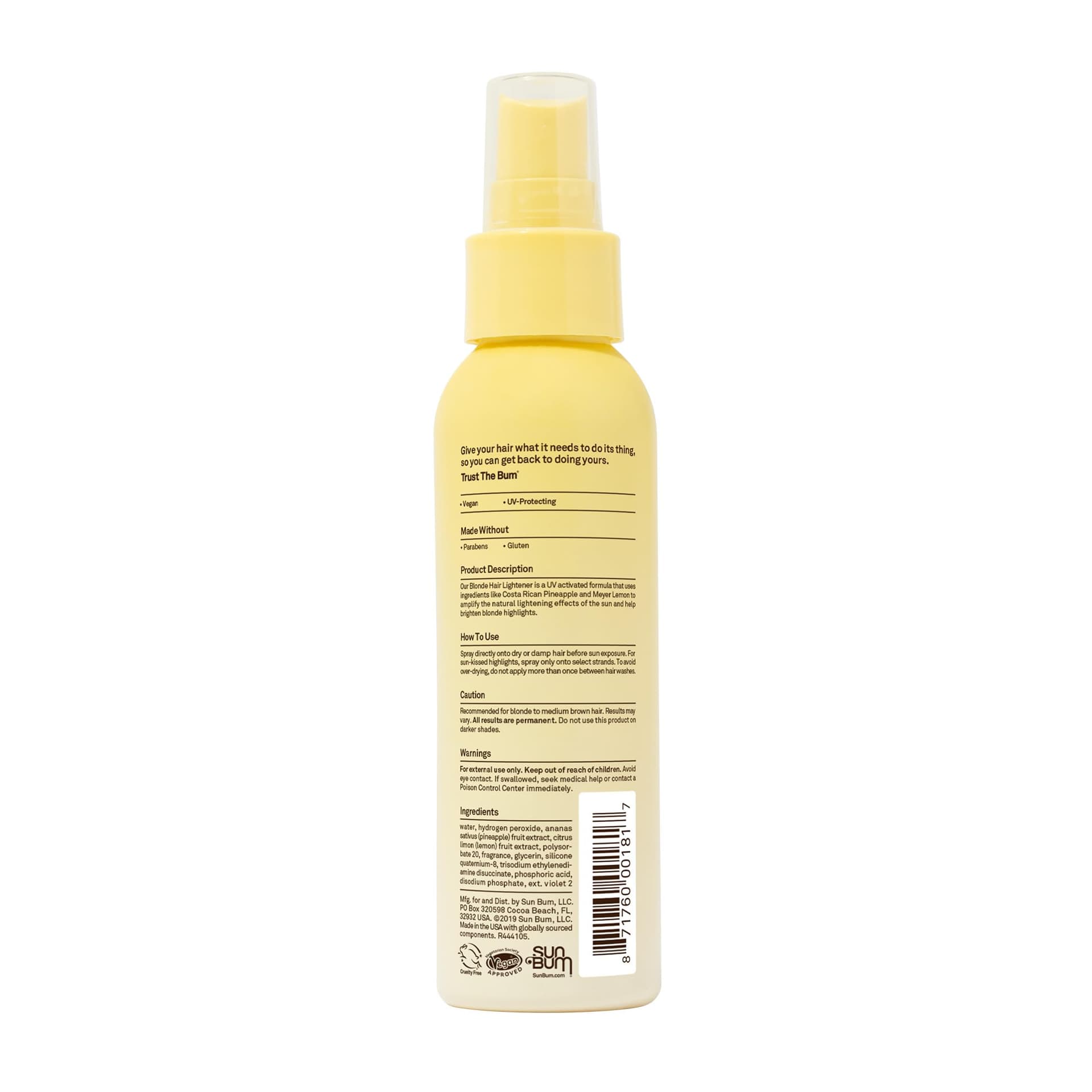 Sun Bum Blonde Hair Lightener - Lightens Blonde to Medium Brown Hair - UV Protecting - Vegan & Cruelty Free - 118ml thumbnail 8