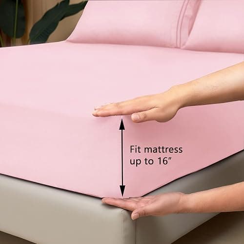 Mejoroom Twin XL Sheet Set - Hotel Luxury Microfiber Sheet & Pillowcase Sets Fits College Dorm Room Mattress - Soft, Breathable, Wrinkle & Fade Resistant - 3 Piece (Blush Pink) thumbnail 2
