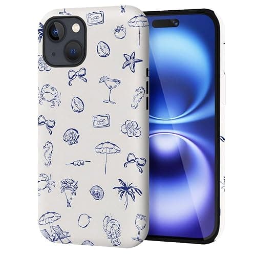 NOWETOO Case for iPhone 14,Blue Sea Coastal Phone Case,Trendy Frosted Silicone Shockproof Cover for Girl Women thumbnail 3