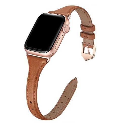 WFEAGL Compatible with Leather Apple Watch Band 41mm 40mm 38mm 42mm(series 11 10) Women, Top Grain Leather Strap Slim & Thin Replacement Wristband for iWatch Bands SE 3 2 1, Series 11 10 9 8 7 6 5 4 3 2 1 - Image 1