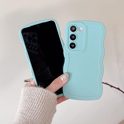 UEEBAI Wave Frame Silicon Case for Samsung Galaxy A15 4G/5G Phone Case, Cute Wave Frame Slim Fit Shockproof Phone Bumper Cover Soft Pretty Curly Girly Cover for Galaxy A15 4G/5G, Mint Green thumbnail 7
