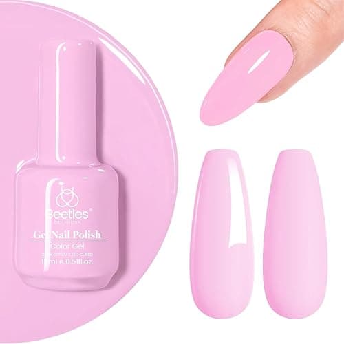 Beetles Pink Gel Polish - Fairy Tale 15ML/0.51Fl Oz, Pastel Light Pink Gel Nail Polish, Soak Off UV LED Lamp Nail Art, Long-Lasting Manicure Salon DIY Home Bright Summer Nails - Image 1