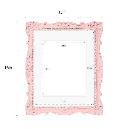 Laura Ashley 11x14 Pink Ornate Textured Hand-Crafted Resin Picture Frame, Wall Mount, Decorative Floral Design Home Décor, Photo Gallery, Art, More (Pink, 11x14 (Matted 8x10)) thumbnail 2