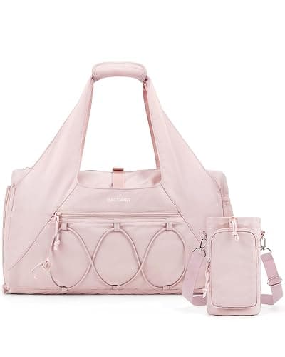 BAGSMART Gym Bag for Women, Lightweight Duffel with Shoe Compartment, Weekender with Wet Pocket, Workout Yoga Tote, Pin - A-Pink thumbnail 9