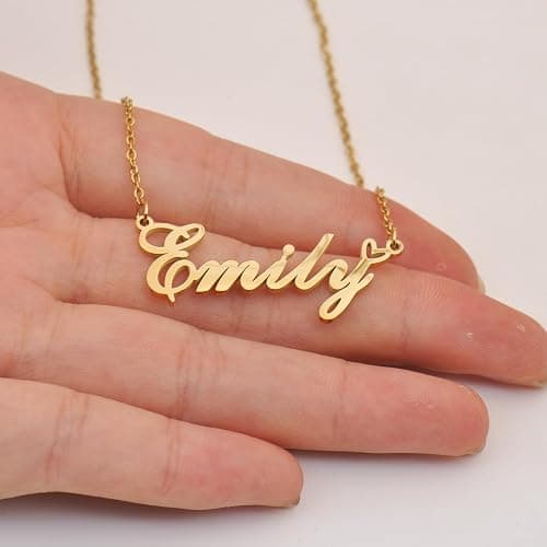 Aoloshow Personalized Heart Name Necklace Gold Custom Any Names Stainless Steel Jewelry for Womens Graduation thumbnail 2