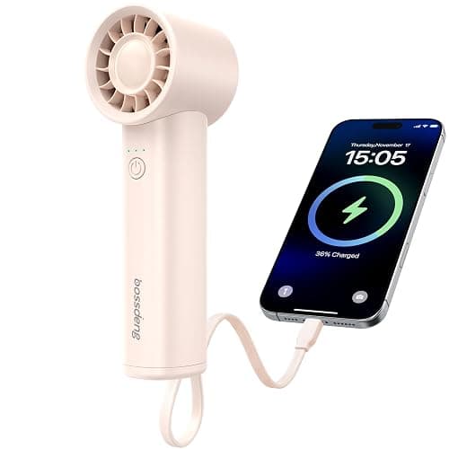bossdeng Portable Fan with Power Bank & Flashlight-Pink | 6.5H Max Cooling,USB-C Rechargeable,Mini Fan for Outdoor/Travel/Beach/Concerts/Summer.Gifts for Girl,Women. - Image 1