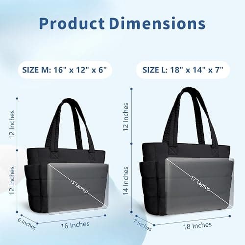 TOPDesign Puffer Tote Bag for Women, Lightweight Puffy Handbag with Compartments, Quilted Shoulder Bag for Work, Travel, Gym thumbnail 5