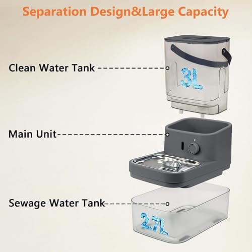 GOYJOY Smart Pet Water Fountain,Filterless Cat Water Fountain No Filter,3L/102oz Ultra Silent Cat Fountain, Separation Design thumbnail 2