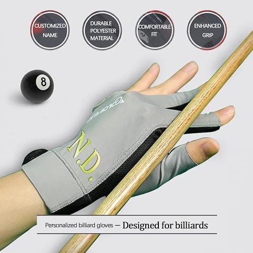 Personalized Billiards Glove, Personalized Billiard Gloves with Name, Lightweight Breathable and Perspiration-Wicking Three-Finger Gloves, Snooker Billiards Glove, Pool Glove Left Hand thumbnail 5