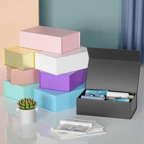 RYDDOY Black Gift Box, 9.5x6x3'' Gift boxes for Presents with Lids Magnetic Closure Rectangle Collapsible for Groomsman Proposal Box, Wedding, Christmas, Halloween, Birthday Gift Packging thumbnail 8