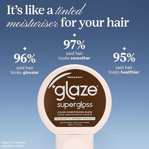 Glaze Supergloss Color Conditioning Gloss With Dispensing Pump – Hydrating Semi-Permanent Color Hair Gloss & Shine Boost – For Natural Medium to Dark Brown Hair – 6.4 Fl Oz - Blazing Brown thumbnail 6