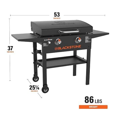 BLACKSTONE 1883 Original 28” Griddle with Integrated Protective Hood and Counter Height Side Shelves, Powder Coated Steel, Black thumbnail 3