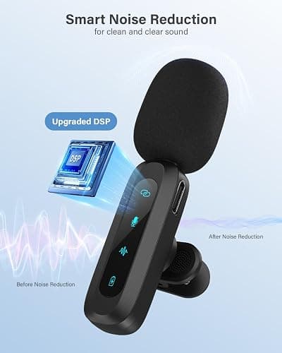 Wireless Lavalier Microphone for iPhone, iPad, Android Phone，2-Pack Mini Microphone with Noise Reduction, Auto Pairing and Mute & Reverb for Vlogging, Video Recording, TikTok, YouTube - Plug & Play thumbnail 3