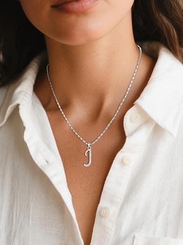 U7 Initial Necklace for Women, Gold/Platinum Plated CZ Crystal Letter A-Z Pendant Necklace, Shiny 20 Inch Name Chain Dainty Personalized Jewelry for Men Mom Wife Friend thumbnail 2