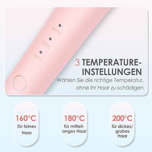 AraSyleon Automatischer Lockenstab Bidirektional | 32mm 3-Temp 30s Aufheizen | Ionen & Anti-Verbrennung | Hair CurlerFür Lange Haare, Rosa thumbnail 5