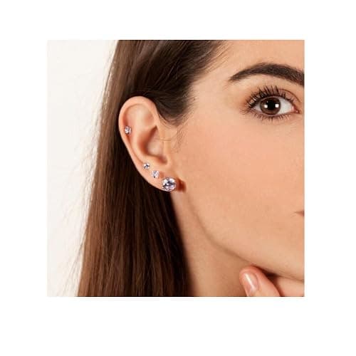 COZLANE Silver Flat Back Stud Earrings for Women Hypoallergenic Round Square Cubic Zirconia Surgical Stainless Steel Earrings Set for Multiple Piercing 12 Pairs thumbnail 2