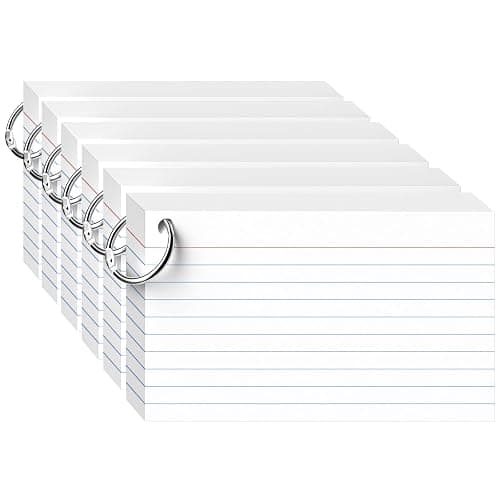 300 Count White Index Cards 3x5 Inch with Ring, Heavy Weight Flash Cards, Note Taking Supplies, Portable Note Cards, Study Flashcards for Students & Teachers, Office Home School Study Supplies - Image 1