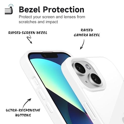 LoeoeL for iPhone 13 Case Clear, Transparent Hybrid 13 Phone Case [Hard Plastic & Soft Silicone Bumper] Acrylic Non Yellowing Thin Slim Protective Cover for Women, White thumbnail 4