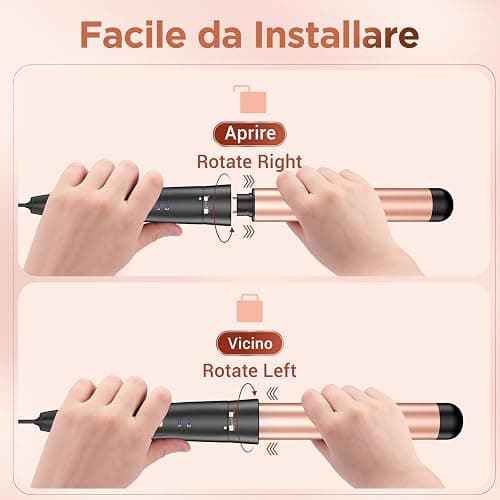 BESTOPE MIX Ferro Arricciacapelli 5 in 1- Set Ferro Arricciacapelli Rivestimento in Ceramica, Piastra Onde per Capelli 2 Température, Piastra per Onde con Ferri di Diverso Diametro, Calore Delicato thumbnail 7
