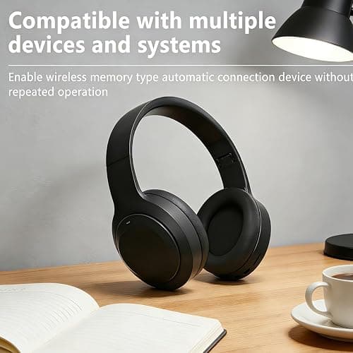 Wireless Bluetooth 5.4 Headphones Over Ear ,Noise Reduction Wireless Headphones with Microphone/Deep Bass,Adjustable HiFi Stereo Foldable On Ear Headset for Sports Travel Cellphone Tablet Office thumbnail 7