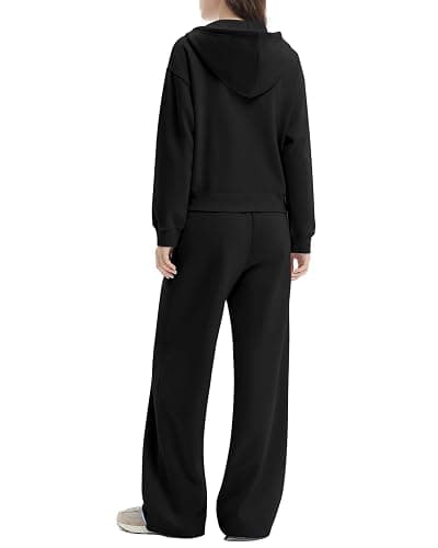 SUUKSESS Womens 2 Piece Sweatsuits Outfits Zip Up Hoodie Tracksuit Straight Wide Leg Sweatpant Lounge Matching Sets thumbnail 2