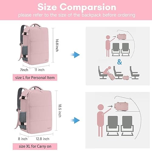 Taygeer Travel Backpack for Women, Carry On Backpack with Water Bottle Pocket & Shoe Pouch, TSA 15.6inch Laptop Mochila Flight Approved, Nurse Bag Casual Daypack for Weekender Business Hiking, Pink thumbnail 6