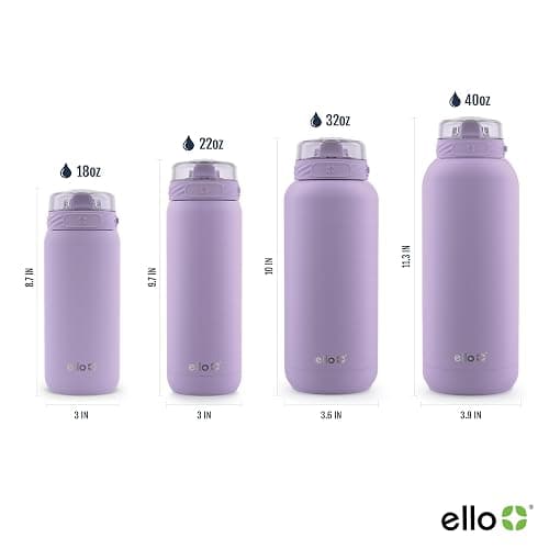 Ello Cooper 32oz Stainless Steel Water Bottle with Straw and Carry Handle, Double Walled and Vacuum Insulated Metal, Leak Proof Locking Lid with Soft Silicone Spout, Reusable, BPA Free, Lilac thumbnail 3