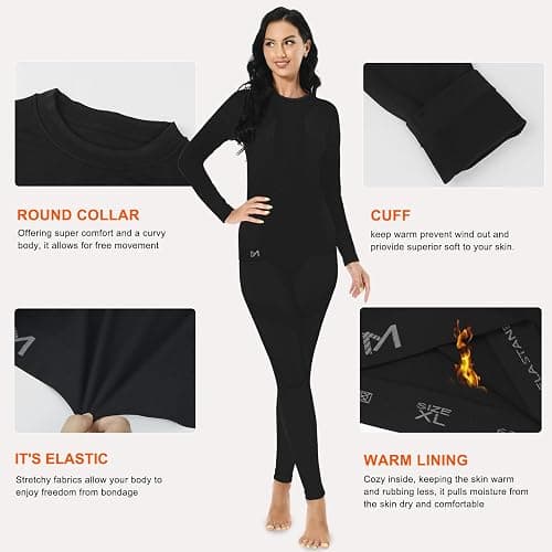 MEETYOO Thermal Underwear Set for Women, Winter Long Johns with Fleece Lined Warm Base Layer Top and Bottom Set for Skiing thumbnail 4
