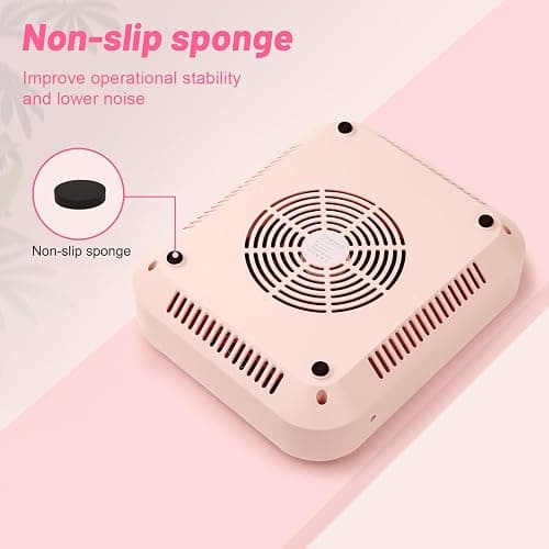 Nail Dust Collector with 2 Cleanable & Reusable Filters,Dust Extractor Compact Vacuum Fan Dust Collector,Suction Machine for Acrylic Home Nails Polishing Nail Salon,Pink thumbnail 5
