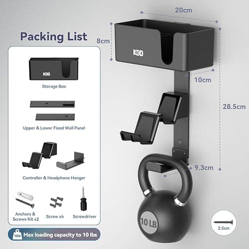 KDD 4-in-1 Wall Mount Controller Holder - Dual Game Controller and Headphone Hanger with Anti-Slip Pads for Xbox ONE/X Series/PS5/PS4 - Detachable Desk Storage for Media Remote, Phone and Speaker thumbnail 7