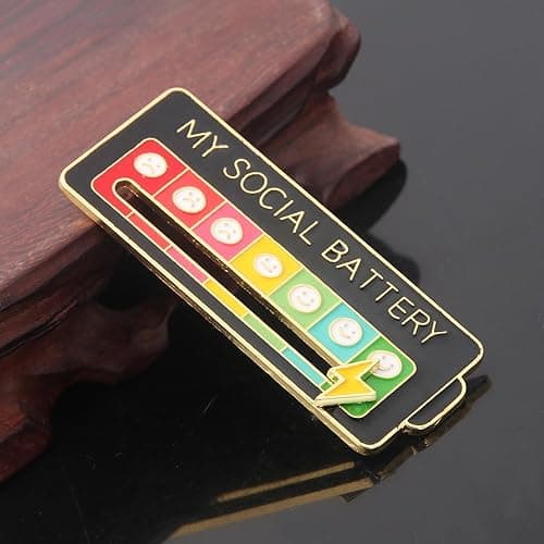 Battery mood found - My Battery mood Creative Lapel Pin, Fun Enamel Emotional Pin 14 Days A Week - White+Black thumbnail 8