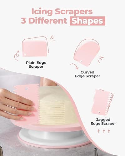 Kootek 158 Pcs Cake Decorating Kit with Cake Turntable, 64 Piping Tips Set, 50+2 Pastry Bags, Frosting Spatulas, Leveler, Scrapers, Fondant Molds, and More Baking Supplies Decorating Tools thumbnail 4