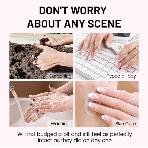 XZMeiLun 3D Gold Line French Tips Press On Nails Oval Short, White Flower French Tip Designer Reusable Acrylic Nails Press Ons, Fake Nails With Glue On Nail, Daily Wear Floral False Nails For Women thumbnail 6