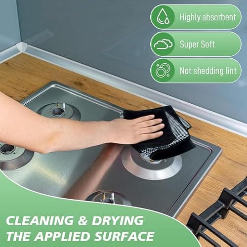 SINLAND Microfiber Dish Cloth for Washing Dishes Dish Washing Rags Best Kitchen Washcloth Cleaning Cloths Wash Cloths with Poly Scour Side 12Inchx12Inch 10 Pack Black thumbnail 4