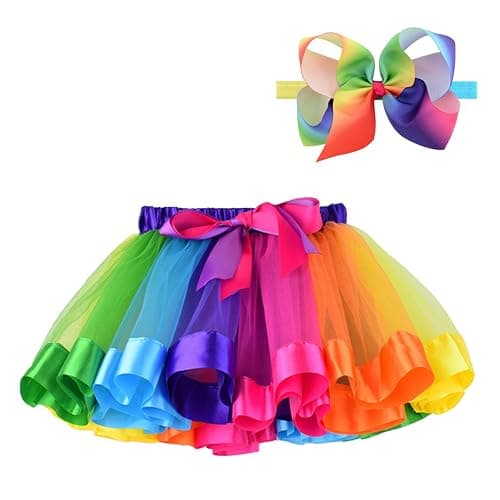 BGFKS LayeredTulle Rainbow Tutu Skirt for Newborn Baby Girls 1st Birthday Photography Outfit Sets. - Image 1