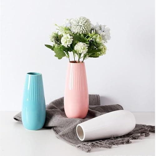 Pink Ceramic Vase, 7.5 Inch Flower Vase with Vertical Stripes for Pampas Calla Lily Tulip, Minimalism Modern Style for Housewarming, Weddings, Birthday, Christmas, Thanksgiving, New Year thumbnail 6