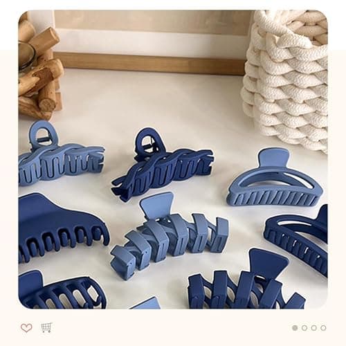 12 Pcs Claw Clips, Multi-Shapes Hair Clips for Women, Non-Slip Large Jaw Claw Clips for Thick Thin Curly Hair Accessories (Blue) thumbnail 6