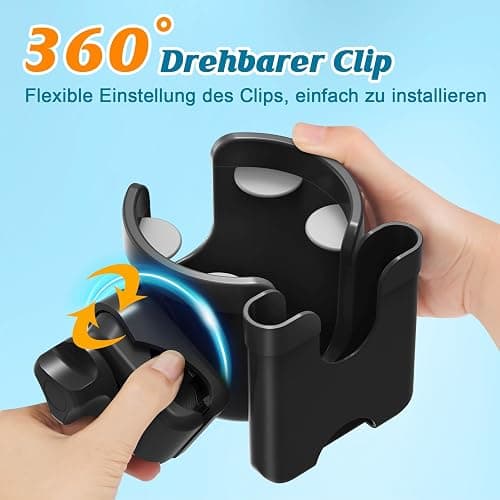 Getränkehalter für Kinderwagen Buggy Zubehör, Muttertagsgeschenke für Mama, Guiseapue Universal Becherhalter Kaffeehalter Kinderwagen Rollator Fahrrad Cup Holder, Baby Erstausstattung Neugeborene - Schwarz thumbnail 4