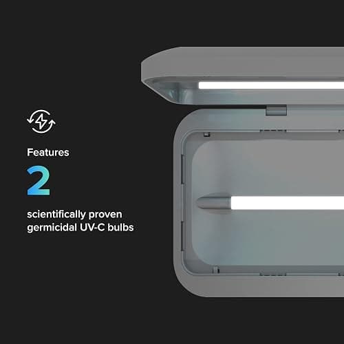 PhoneSoap 3 UV Cell Phone Sanitizer & Dual Universal Cell Phone Charger Box | Patented & Clinically Proven 360-Degree UV-C Light Sanitizer | Disinfects and Charges All Phones (Black) thumbnail 6
