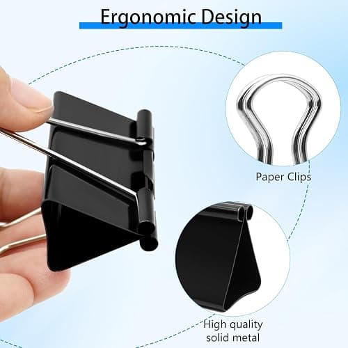 208 PCS Binder Clips Assorted Sizes, Metal Large Binder Clips Bulk, Black Binding Paperwork Clamp for Paper, 6 Size Clips Office Supplies for Business and School thumbnail 5