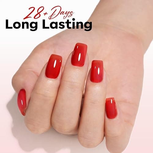 modelones Red Jelly Gel Nail Polish Translucent Gel Polish Christmas Red Neutral Sheer Nails Soak Off LED Nail Lamp Manicure Salon Gift 15 ML thumbnail 2