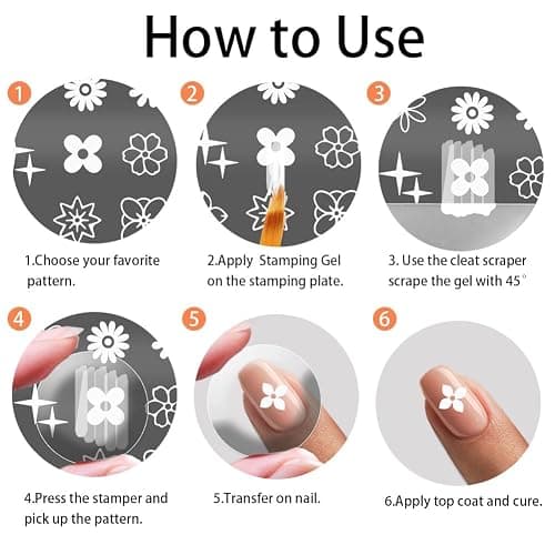 PH PandaHall 3pcs Flower Nail Stamper, Leaves Heart Nail Stamping Plate Star Nail Art Stencils Print Nail Stencils Stainless Steel Nail Image Plates for Nail Art Design Print Manicure Salon thumbnail 5