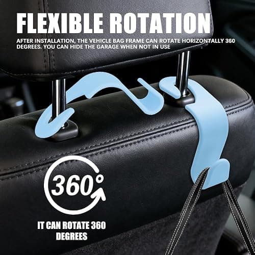 YUPIKJI 4PCS Car Seat Headrest Hooks, Plastic Auto Rear Seat Hook Hangers, Multi-Functional Hidden Seat Hooks, Car Interior Storage Accessories for Purse Handbag Coats Grocery Bags (Blue) thumbnail 3