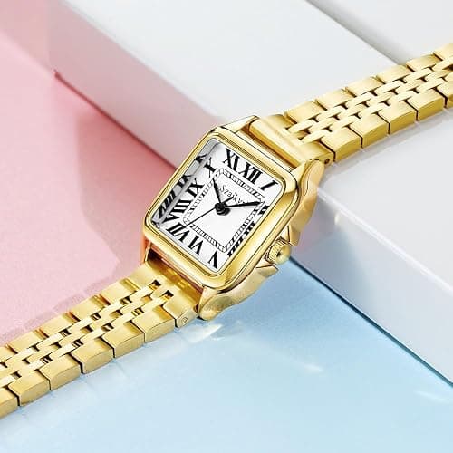Szaikyri Classic Square Watch for Women Ladies Dress Watch | Water Resistant | Solid Stainless Steel Band | Dainty Vintage Design | Long-Last Vacuum Plating | Japanese Precise Movement thumbnail 7