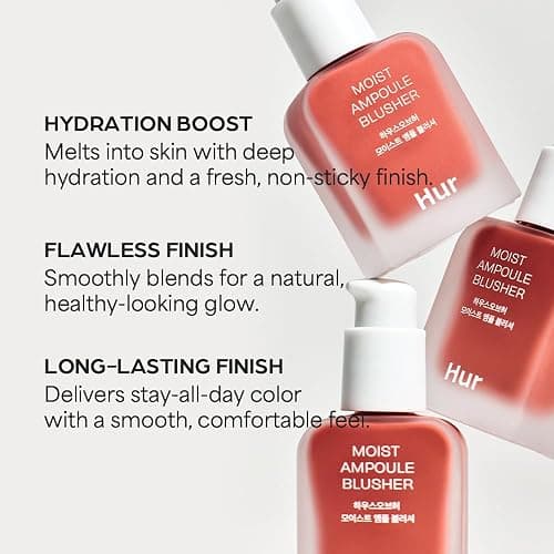 House of Hur Moist Ampoule Blusher with 50% Moisture Essence | Hydrating & Long-Lasting Blush | 0.33 fl. oz. (9 Shades) - Peach Coral thumbnail 6