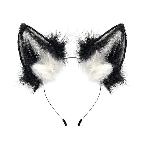 HAOAN Handmade Cat Fox Fur Ears Hairhoop Headwear Anime Party Halloween Costume Headband Hairband - Image 1